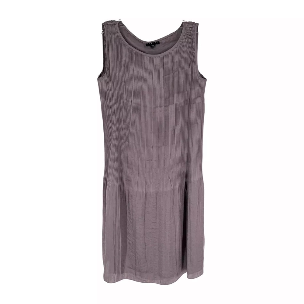 Sisley Benetton Shift Dress Womens Size Small Purple Hammered Satin Crinkle